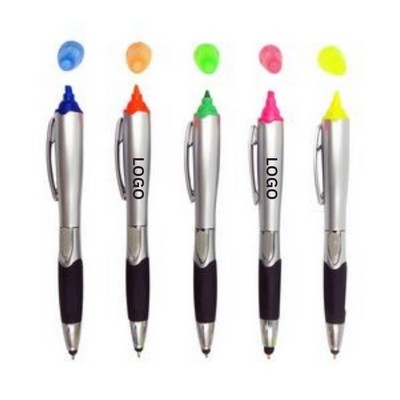 2 Side Silver Highlighter Pen With Stylus