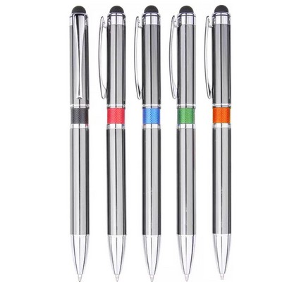MD II Series Stylus Ball Point Pen- Gunmetal Stylus Pen, black middle ring accent