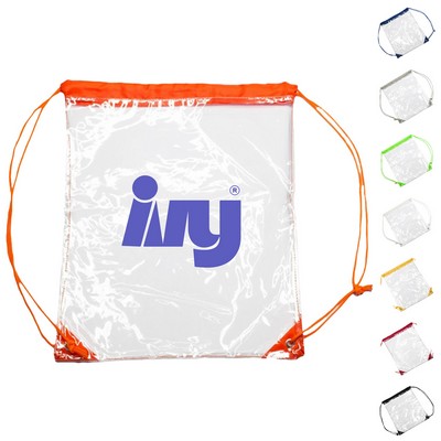 Clear PVC Drawstring Backpack w/Matching Drawstring (14" x 17")