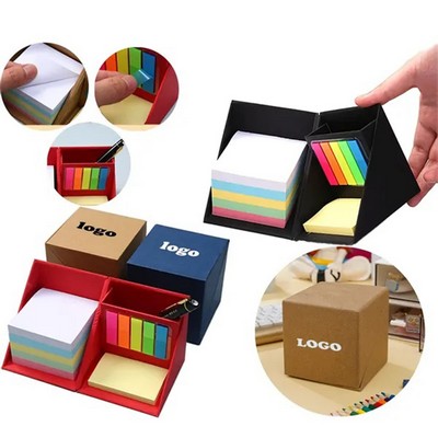 Foldable Sticky Notes Cube Box with Pen Holder