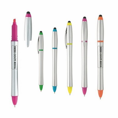 3-in-1 Custom Stylus Twist Pen Highlighter Combo