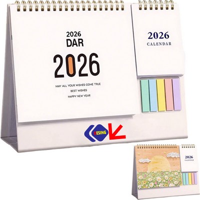 2026 Standing Page Flip Desk Calendar w/Sticky Notes
