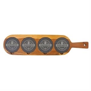Acacia Wood And Slate Serving Board Beer Flight (18.5" x 4.25")