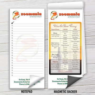 Full-Color Magnetic Notepads - Wine & Cheese Pairing Guide (3 1/2" x 8")