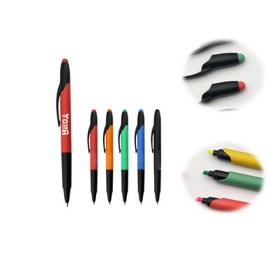 Multifunctional 3-In-1 Custom Ballpoint Pen W/Highlighter & Stylus