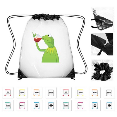 Transparent Pvc Backpack Drawstring Strap Pocket