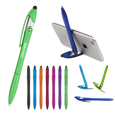 Customizable Multi-Functional 2-in-1 Writing Stylus Ballpoint Pen with Phone Stand