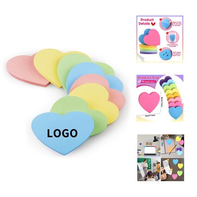 3 x 3" 75 Sheets Heart Shape Sticky Notes