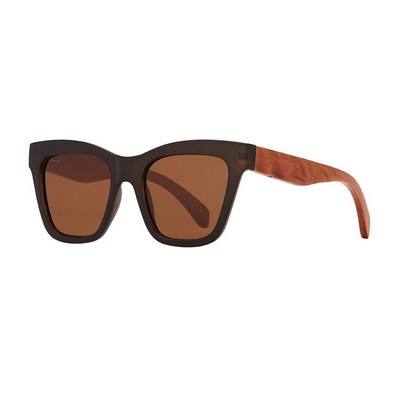 Amaya Matte Dark Chocolate & Walnut Wood Polarized Sunglasses
