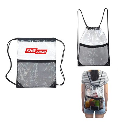 Clear Drawstring Backpack With Mesh Pocket