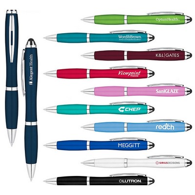 Metallic Curvaceous Ballpoint Pen & Stylus