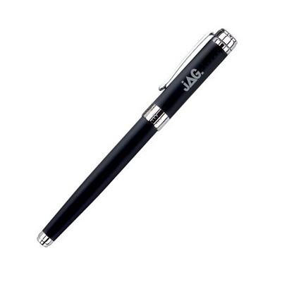 Solid Brass Barrel in Matte Finish Roller Ball Pen w/ Shiny Chrome Accent