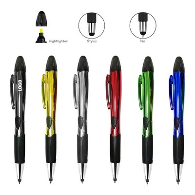 Shining Barrel Pen w/Highlighter And Stylus