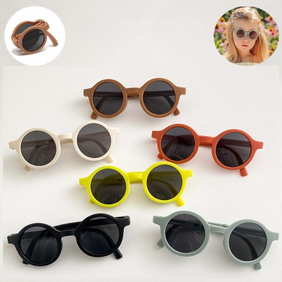 Cute Round Polarized Foldable Sunglasses for Kids Girls Boys UV Protection