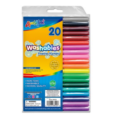 20 Pack Washable Fineline Markers - Pouch/Set
