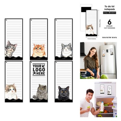 7.5x3.2" 30-Sheet Cat Magnetic Notepad