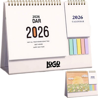 2026 Standing Page Flip Desk Calendar w/Sticky Notes
